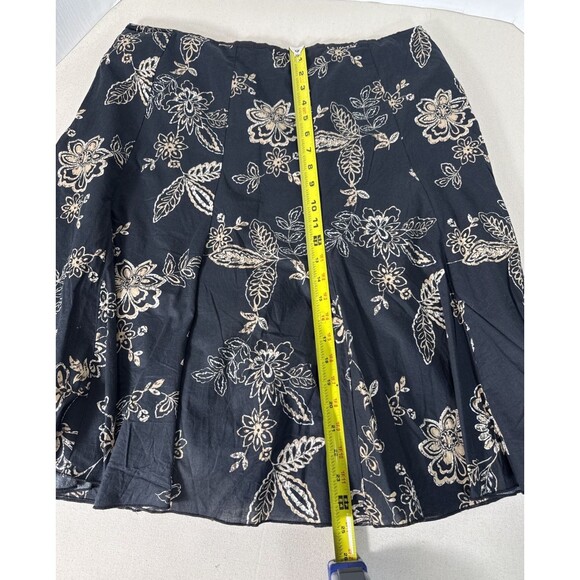 New York & Company Midi Skirt Women's 18 Tan Black Floral Print Flared Boho - Picture 6 of 11